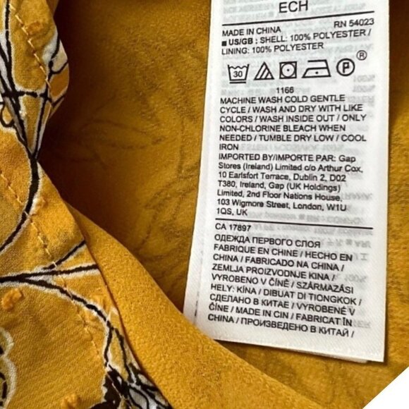 Banana Republic Sz PS SP Yellow Floral Print Chiffon Belted Wrap Top Blouse Dot - Picture 13 of 13